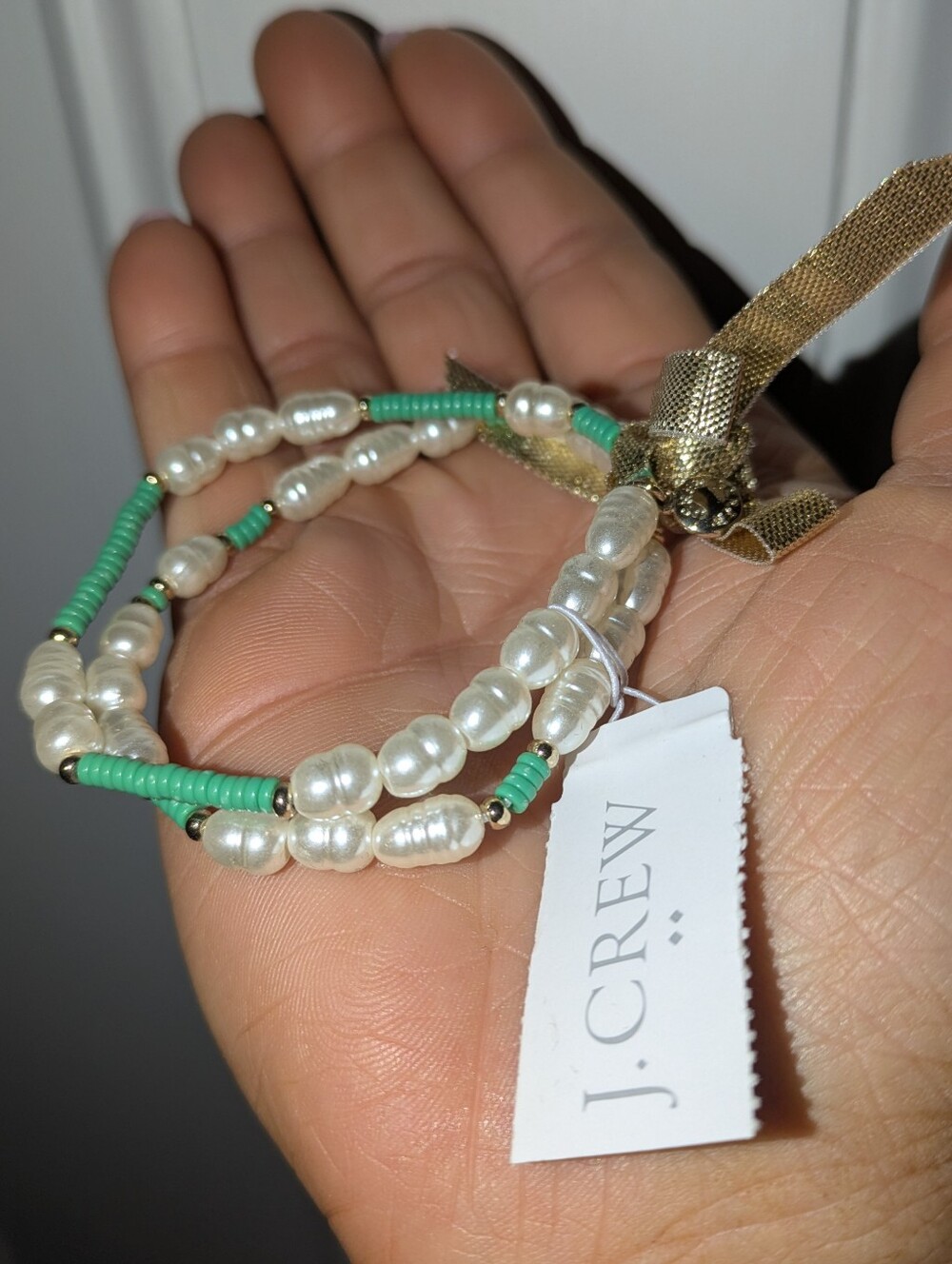 Listing TitleNWT J.Crew Pearl & Bead Bracelets Set Green Gold Coastal Preppy